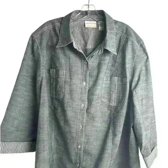 Alfred Dunner Women's Plus Size 24W Gray Jacket w/ Pockets & Roll-Up Sleeves - Picture 11 of 13